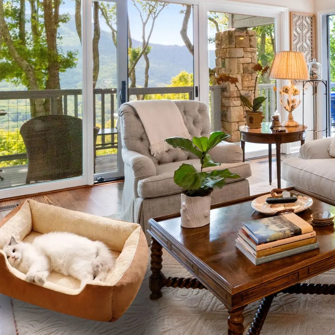 Coussin Chat Brun Clair Doux - Refuge™ Brun Clair - Chatelier Paris