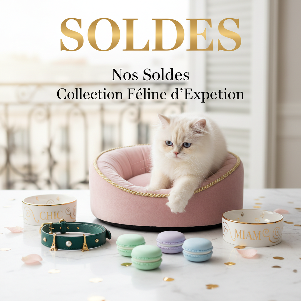 crée moi une photos de forme carrée pour ma collection Nos Soldes, accessoires pour chat