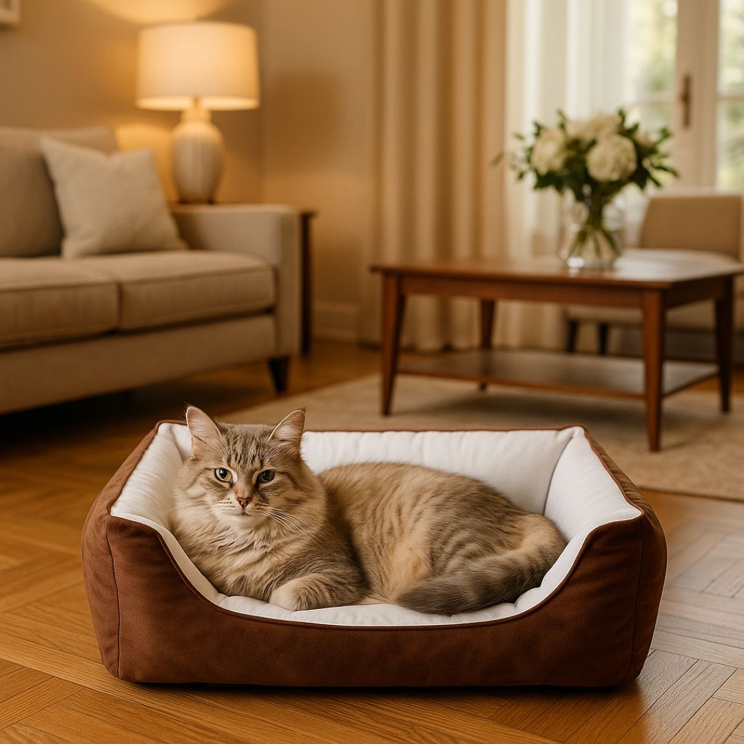 panier chat brun douillet