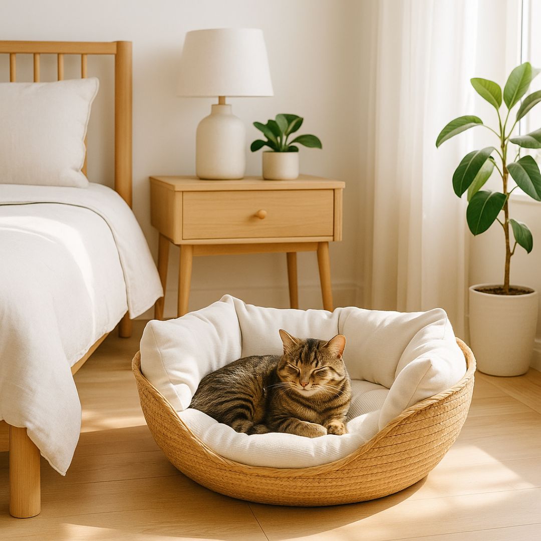 panier chat en osier confo