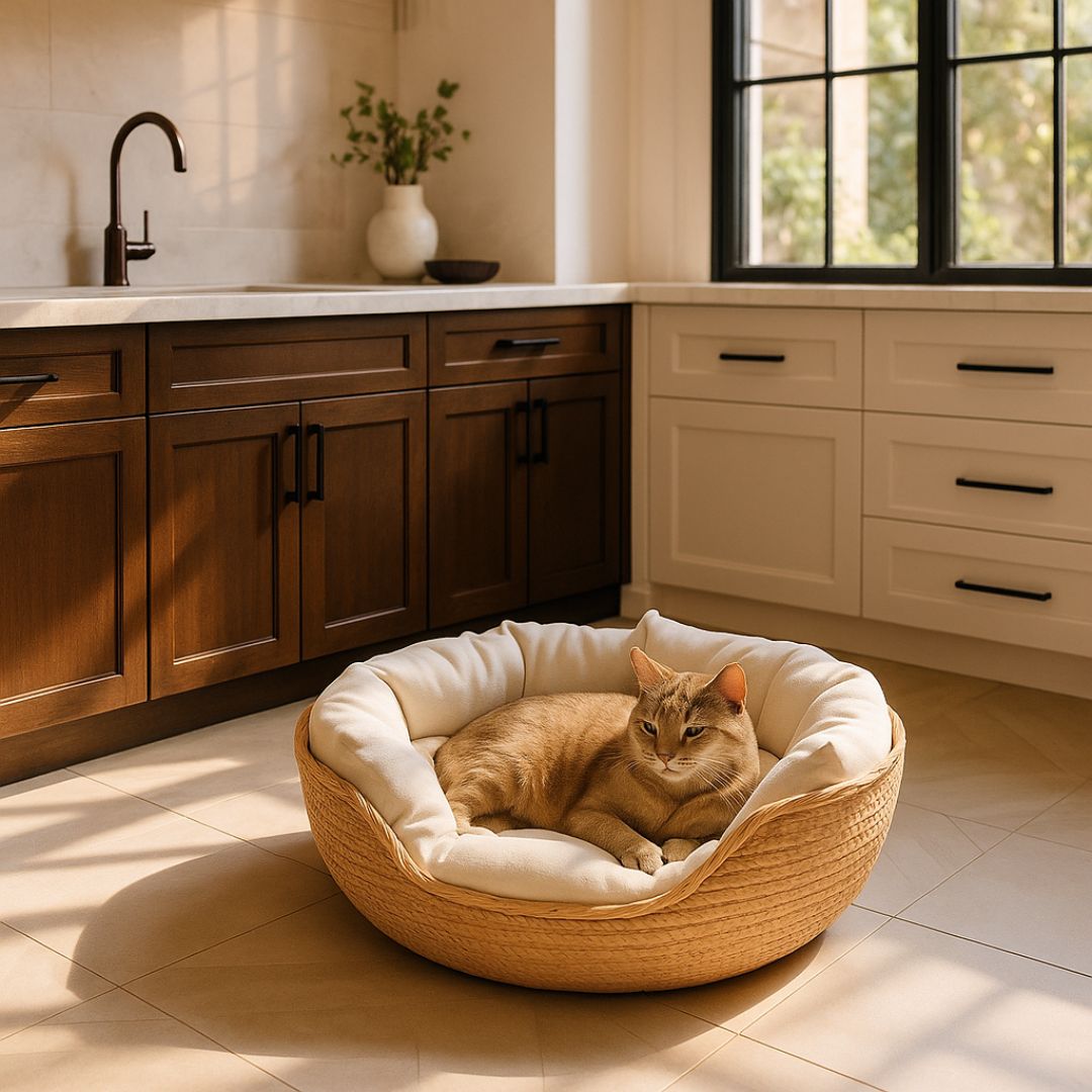 panier chat en osier coussin confortable