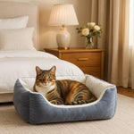 panier chat gris douillet