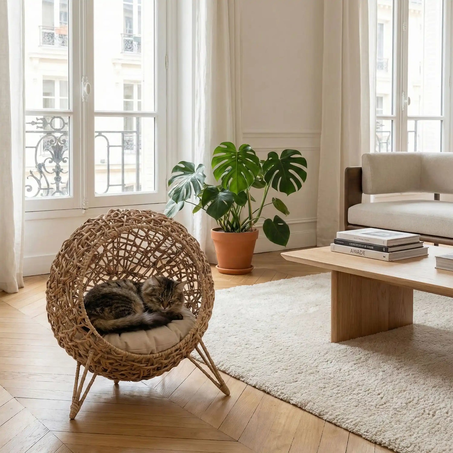 panier en osier pour chat