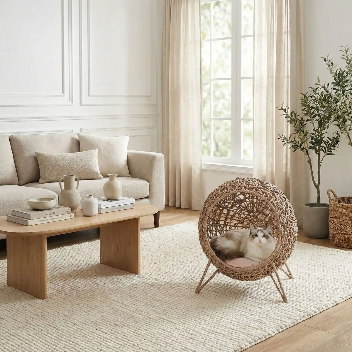 panier en osier pour chat confo