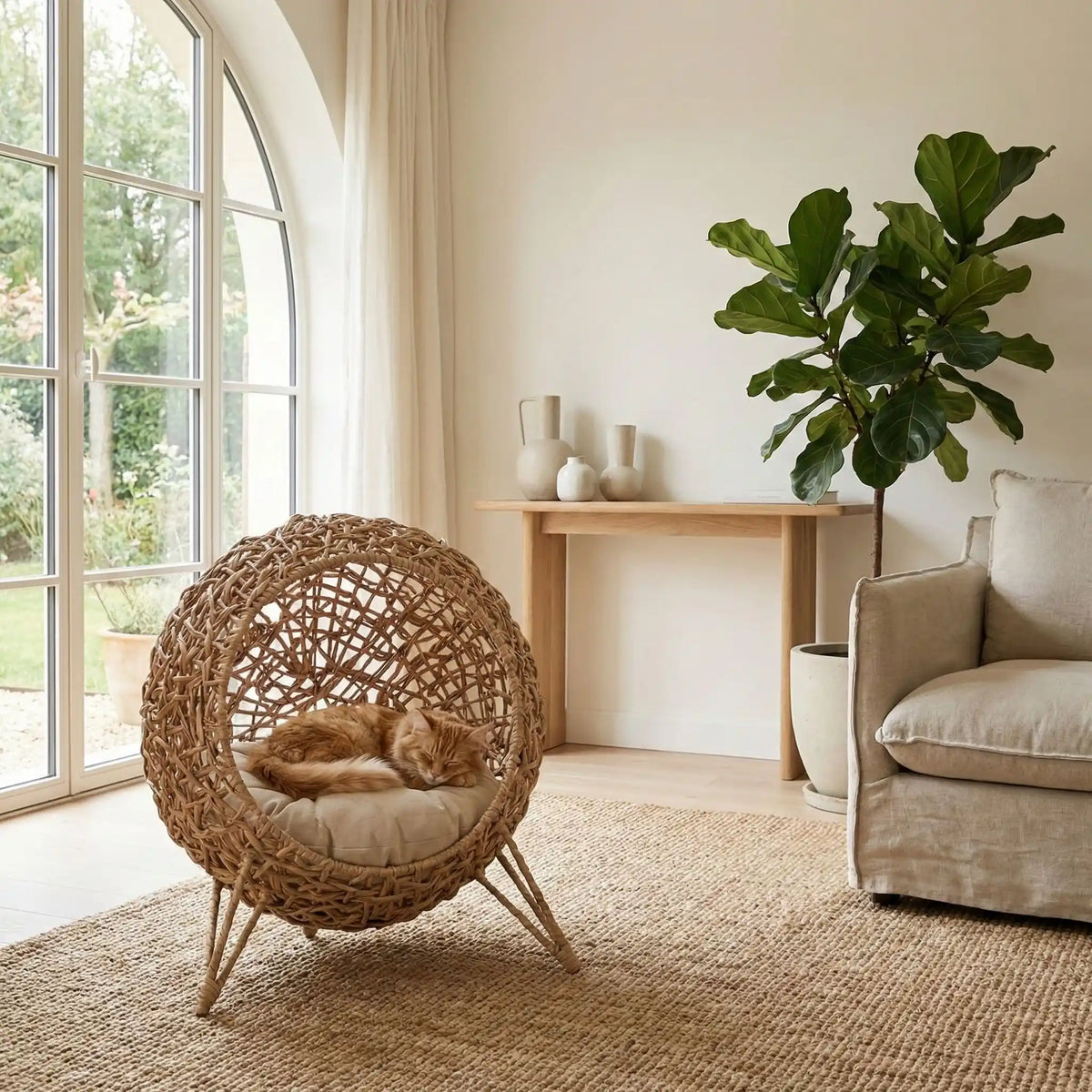 panier en osier pour chat durable