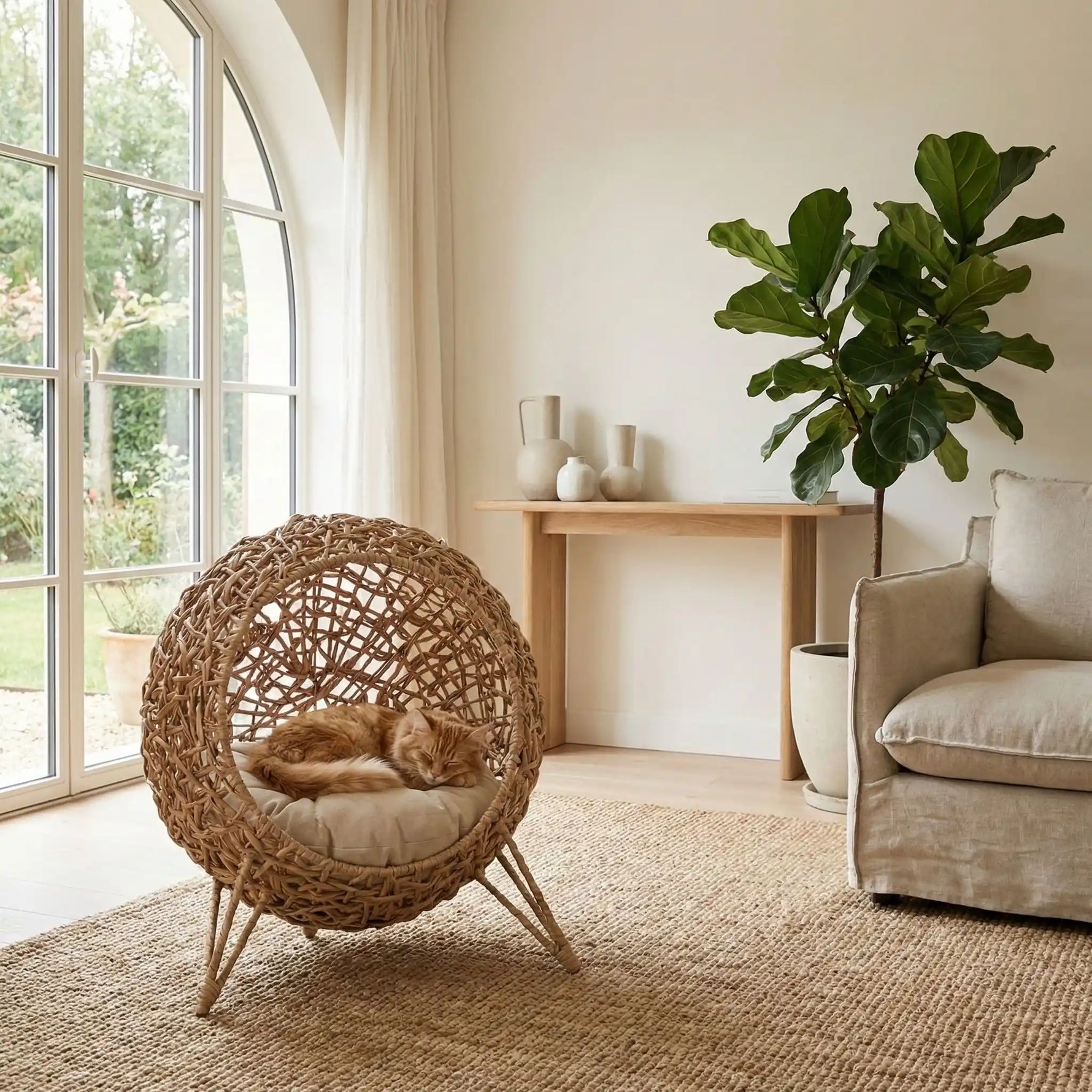 panier en osier pour chat durable